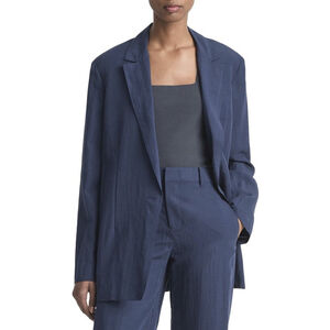NWOT $568 Vince Relaxed Textured Wool-Blend Blazer Women's Navy Size 2- Jacket